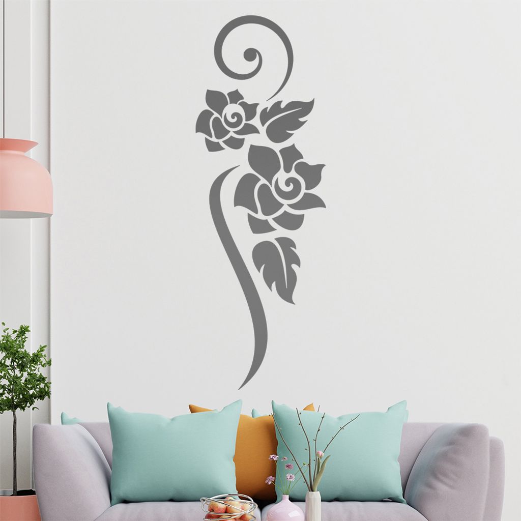 Blume - Linien Wandtattoo in 6 Größen - Wandaufkleber Wall Sticker - Dekoration, Küche, Wohnzimmer, Schlafzimmer, Badezimmer