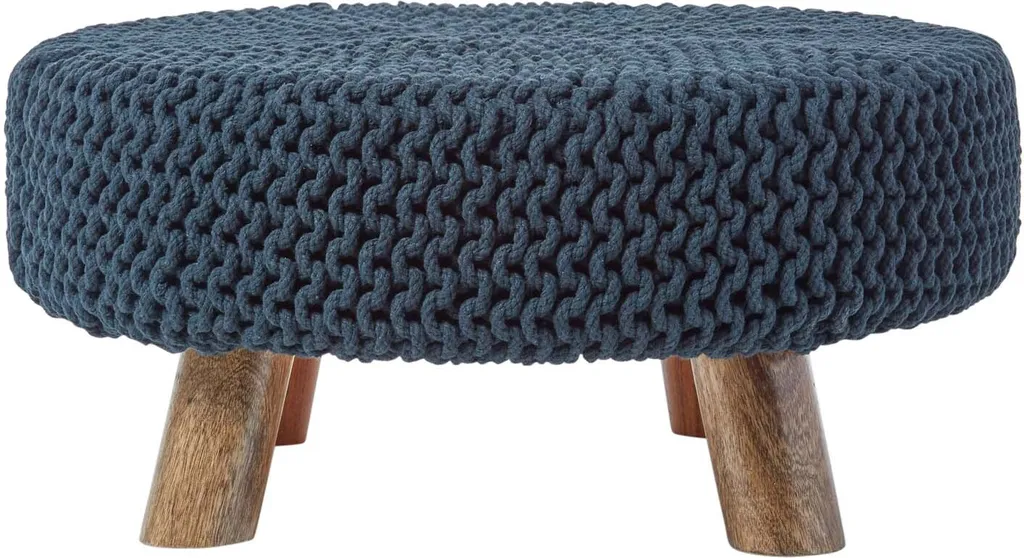 Pouf Poggiapiedi Nero Homescapes 30cm | Design Nordico in Maglia