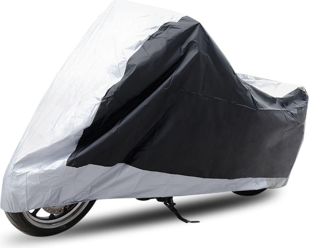XL 180T Rain Dust Motorcycle Cover Silver&Black Outdoor Rainproof UV Protector DE de