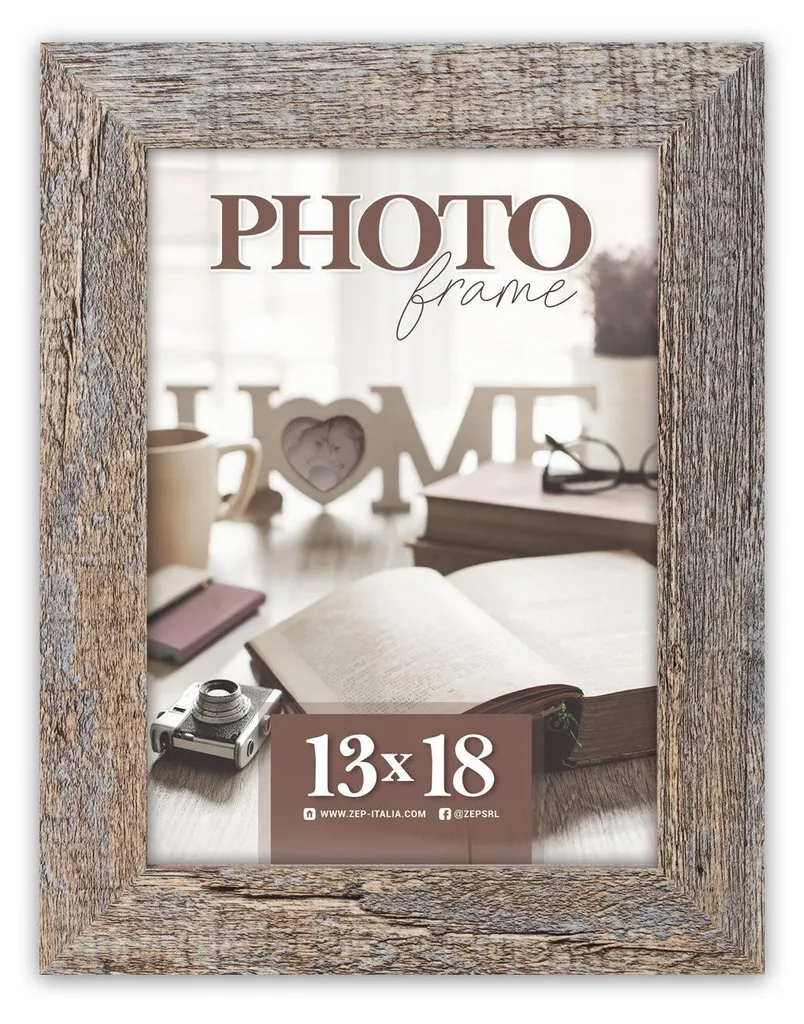 Porte-photo mural 13x18 cm en bois gris vieilli style rétro RENTON ZEP