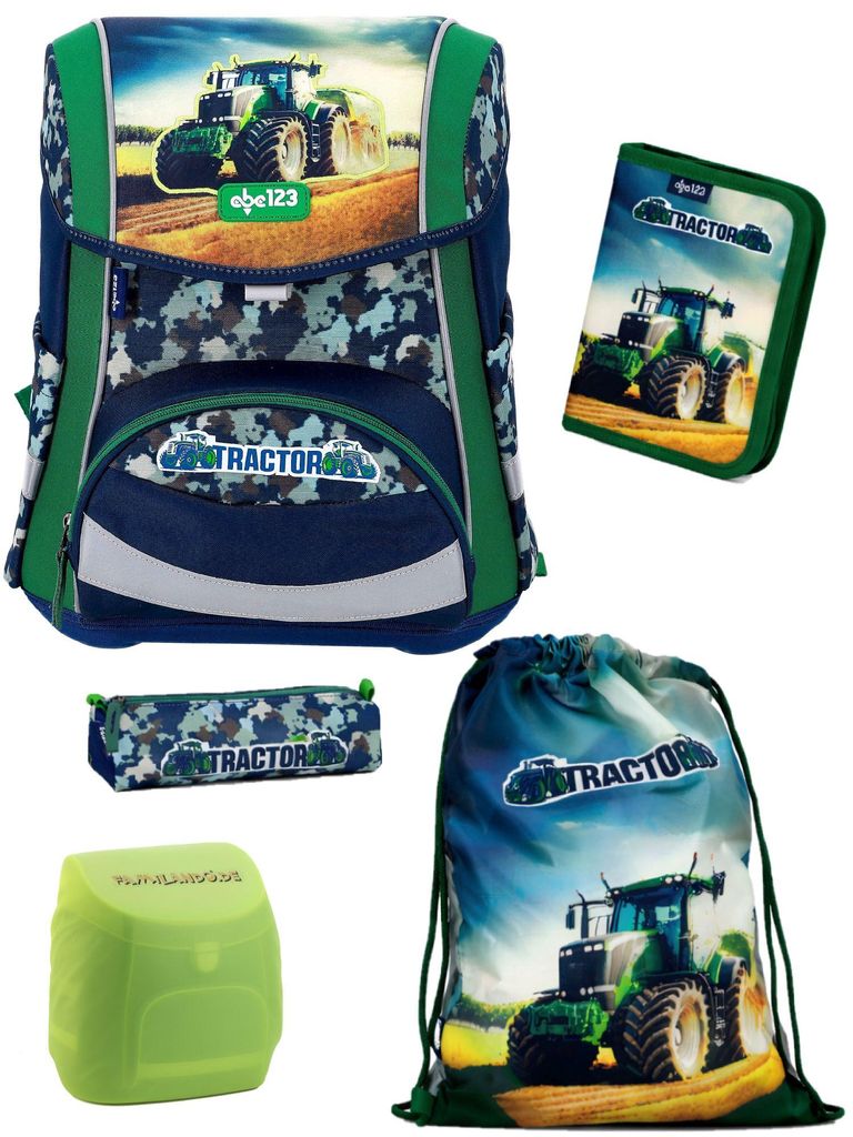 Ranzen-Set 5-teilig TRAKTOR Schulranzen Set mit Federmäppchen (gefüllt)