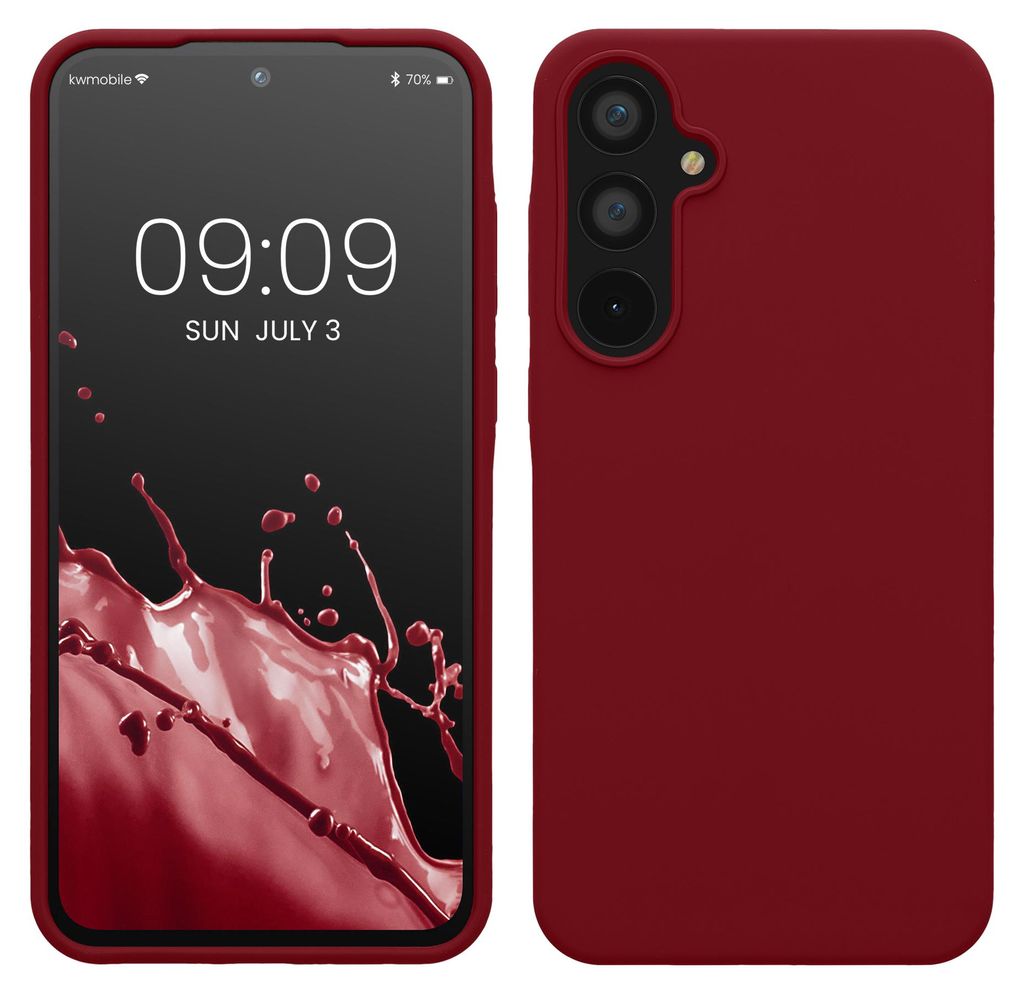 kwmobile Handyhülle für Samsung Galaxy A55 5G Hülle - Case Silikon - Kabelloses Laden - Schutzhülle Cover in Rhabarber Rot