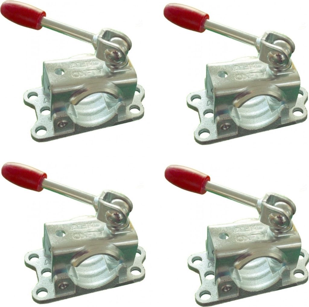 4 x ALKO Klemmhalter Ø 48 mm Guß mit Kipphebel Klemmschelle für Stützrad / Stützen