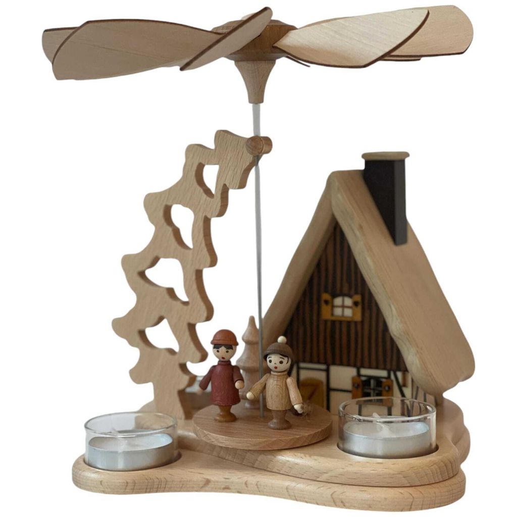 Zeidler Weihnachtspyramide Teelichtpyramide mit Räucherhaus Produktbild 