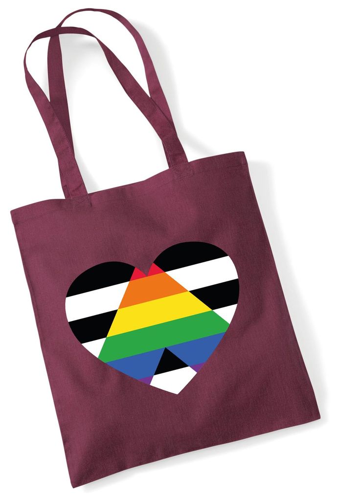 Huuraa Jutebeutel Straight Ally Flagge LGBTQ Herz 10 Liter Burgundy Baumwolle Tasche Geschenkidee