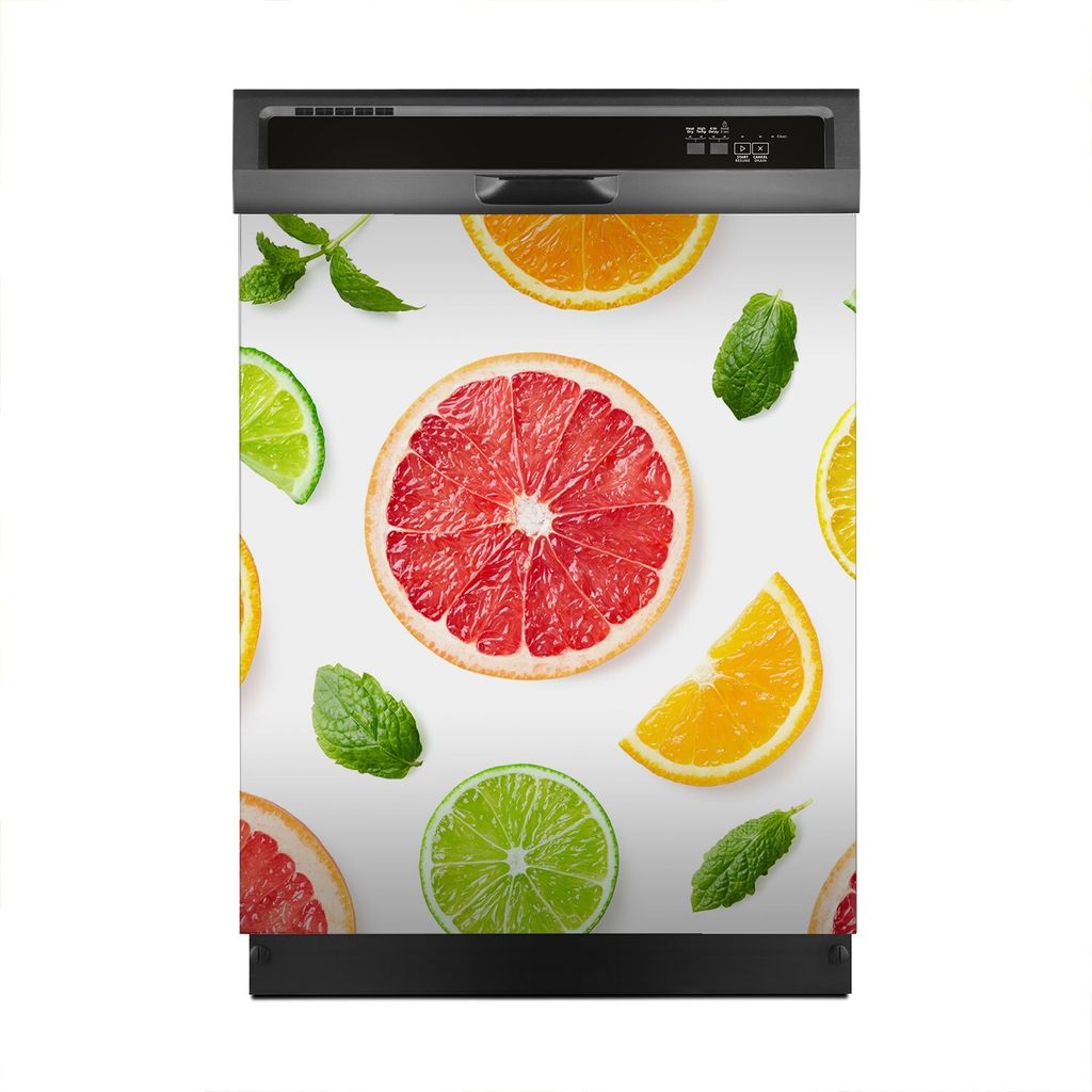 Aufkleber sticker 60x70 cm Dekorative folie Spülmaschine - Weiße Farbige Früchte