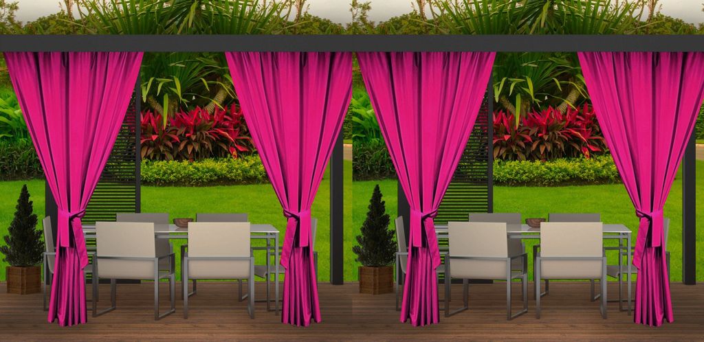 4 Stück Outdoor Vorhang Rosa 155cm breite x240cm Höhe |Ovorhang blickdicht Outdoor | Vorhang Wetterfest | Outdoor vorhänge für Terrasse, Garte...