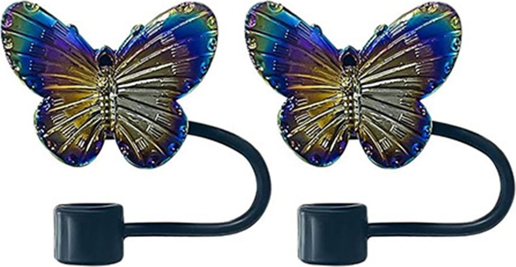2 Stück Schmetterlings-Strohhalmabdeckungen, 10 mm, Strohhalmaufsatz für 30/40-oz-Becher, wiederverwendbare Trinkhalmkappen, umweltfreundliches B...
