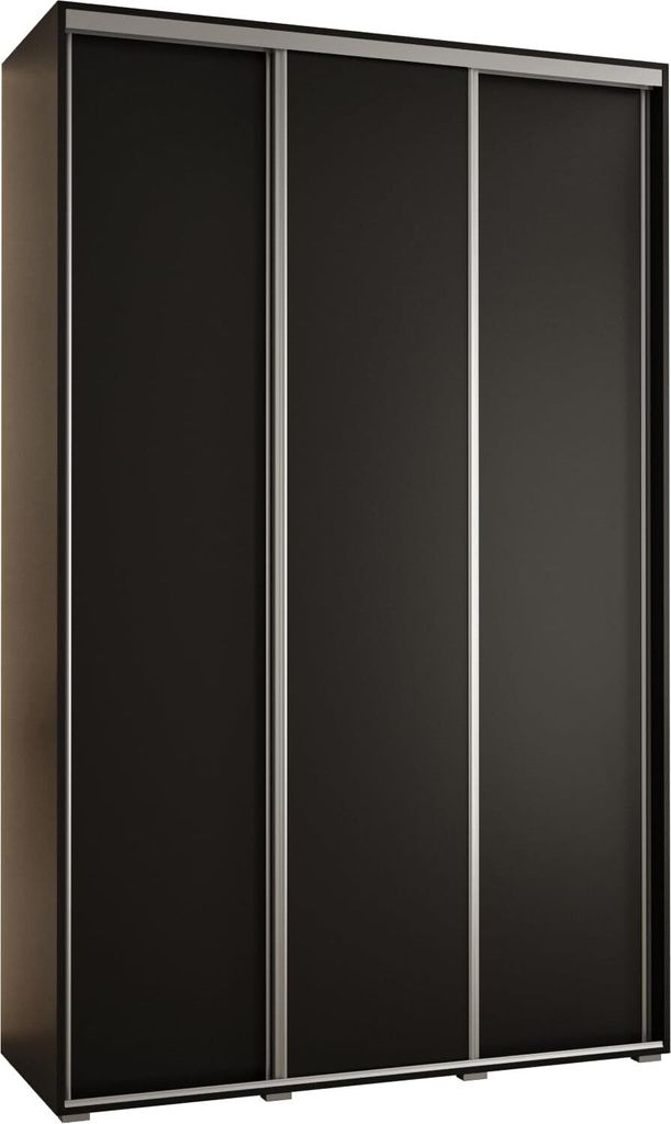 MEBLE KRYSPOL Cannes 1 Schrank mit 3 Schiebetüren - 205,2x150x60 cm - Schwarz Schwarz Silber