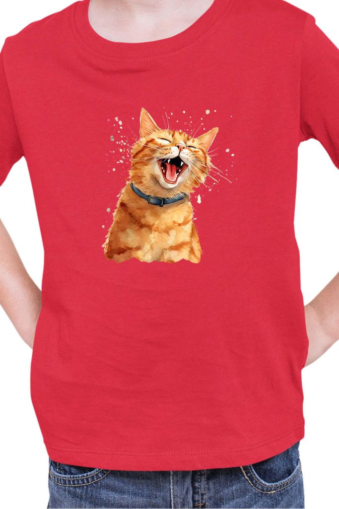 Kinder T-Shirt Funny Cats Breeds American Shorthair Cat, 3-4 Jahr - 104 / Rot
