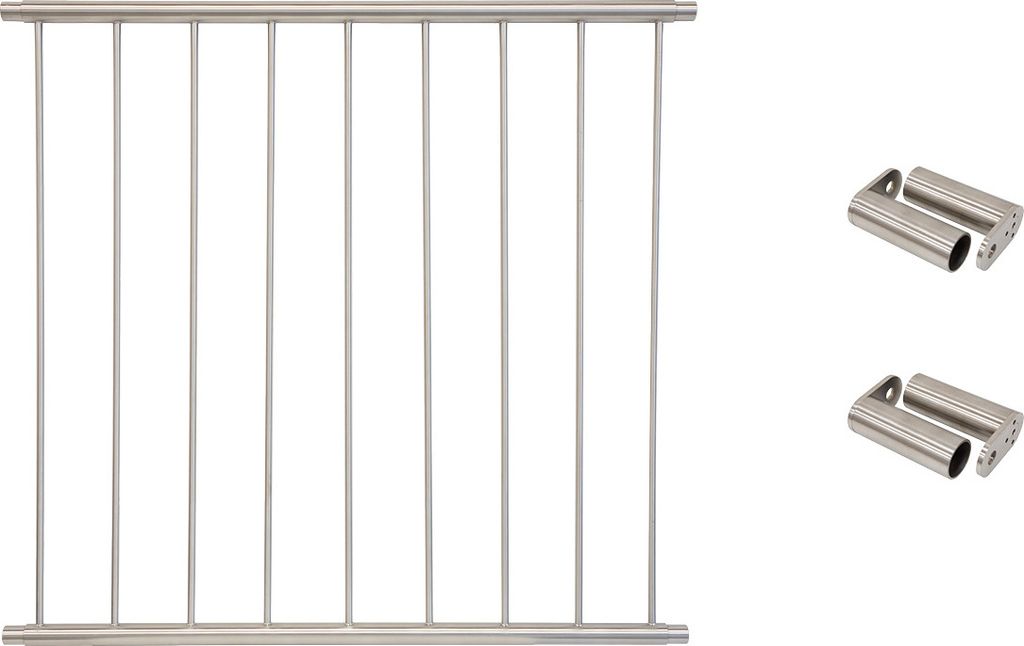 Fenstergitter Classic in Edelstahl, vormontiert - Breite: 122 - 134 cm, Höhe: 100 cm