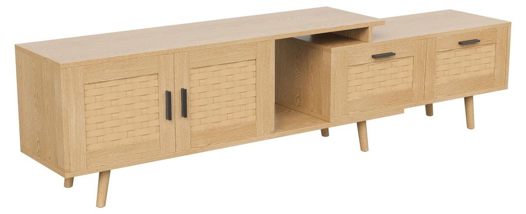 TV Lowboard - TV Board - Modernes Design - 169x30x44 cm - Holz - Selbstmontage - Naturholzfarbe