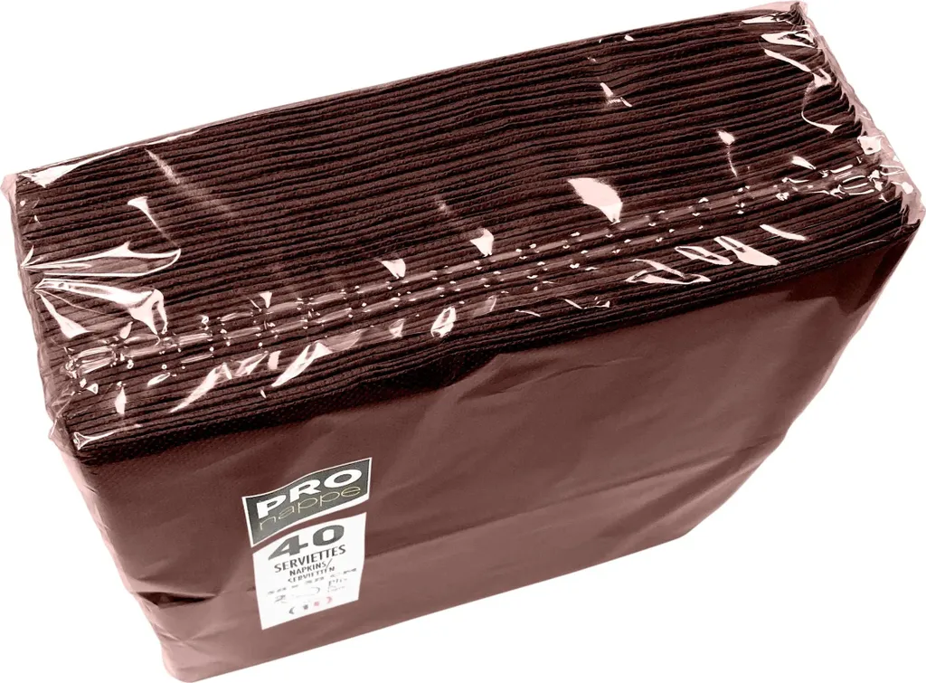 Serviettes de table chocolat pour réception - Ouate 30x40 cm pliage 1/8 - 2