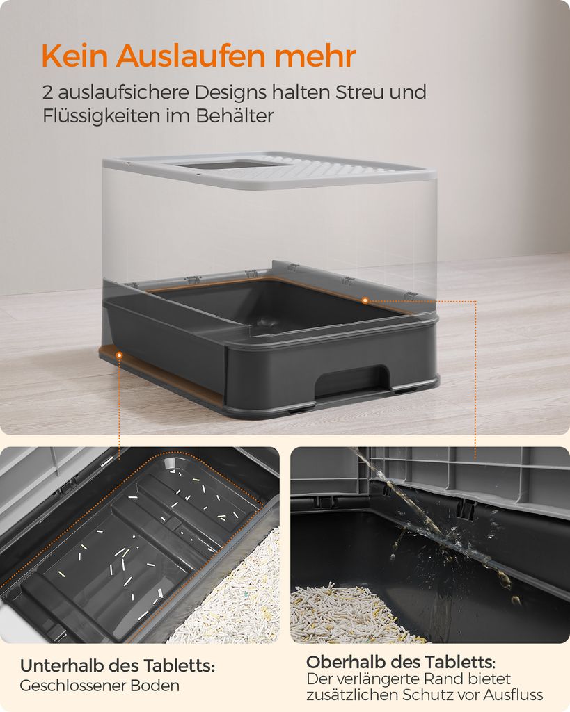 FEANDREA Katzenklo, mit Deckel, für Katzen bis 15kg, Produktbild 6