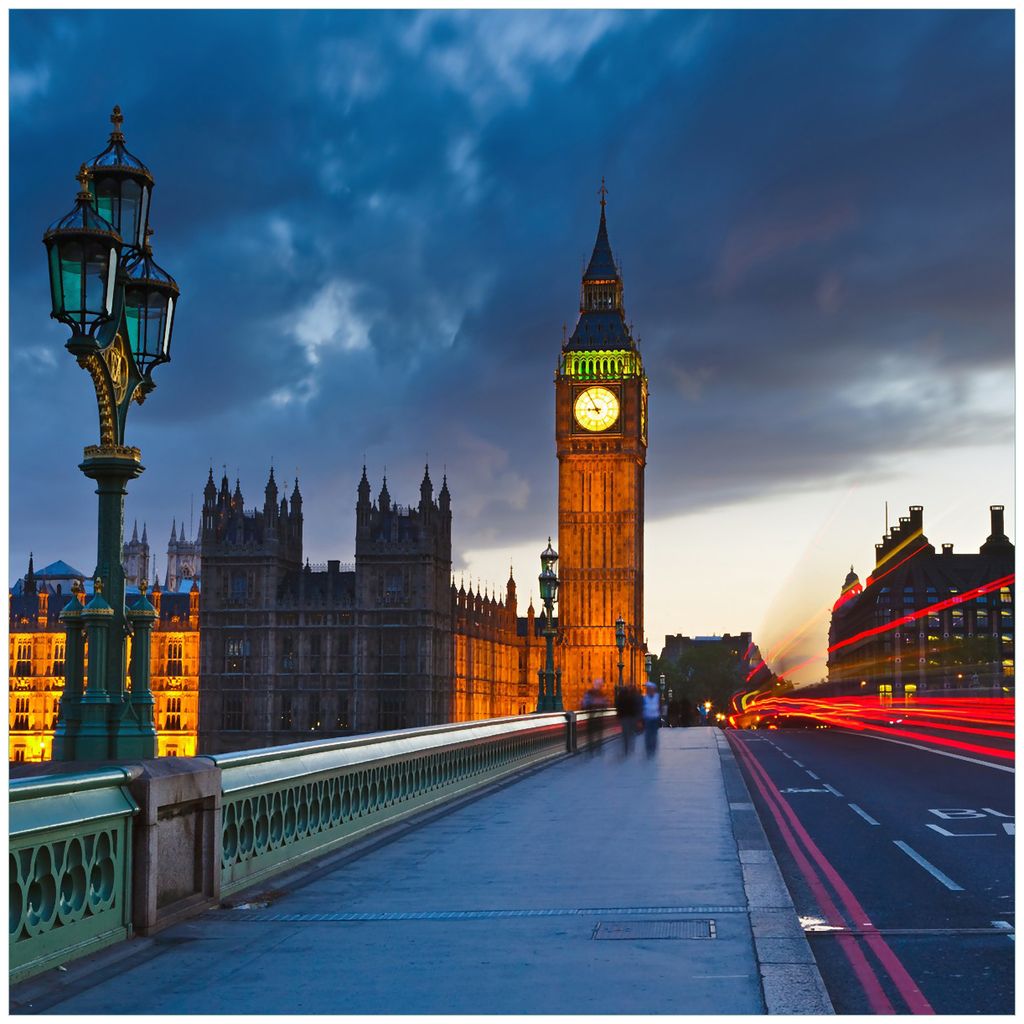 Wallario Magnet für Kühlschrank / Geschirrspüler, magnetisch haftende Folie - 60 x 60 cm, Motiv: London- Big Ben bei Nacht