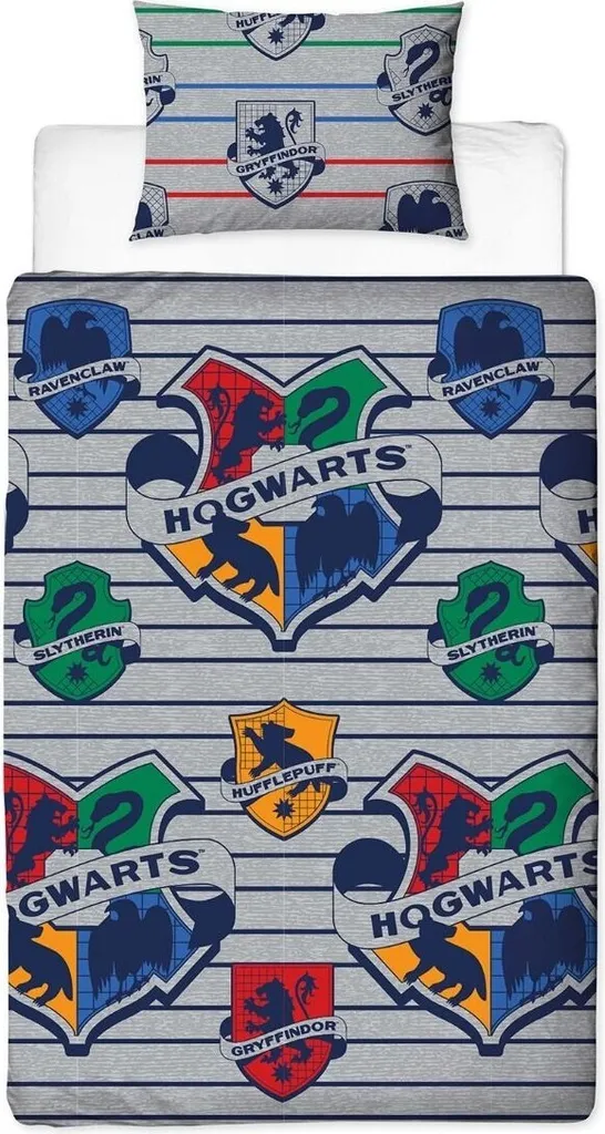 Linge de Lit Harry Potter pour Chambre Adulte et Ado Parure Brave Gris