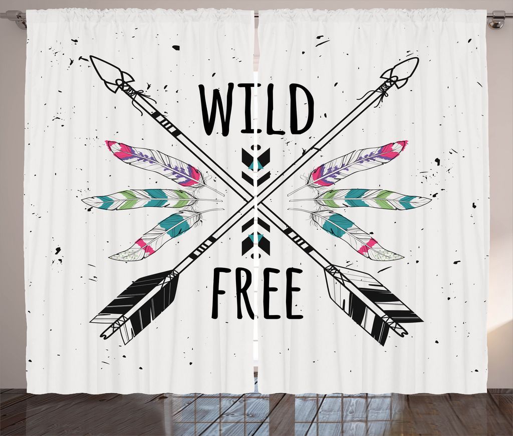 ABAKUHAUS Stammes Rustikaler Vorhang, Ethnische Pfeile Zitate, Wohnzimmer Universalband Gardinen mit Schlaufen und Haken, 280 x 225 cm, Kokosnuss S...