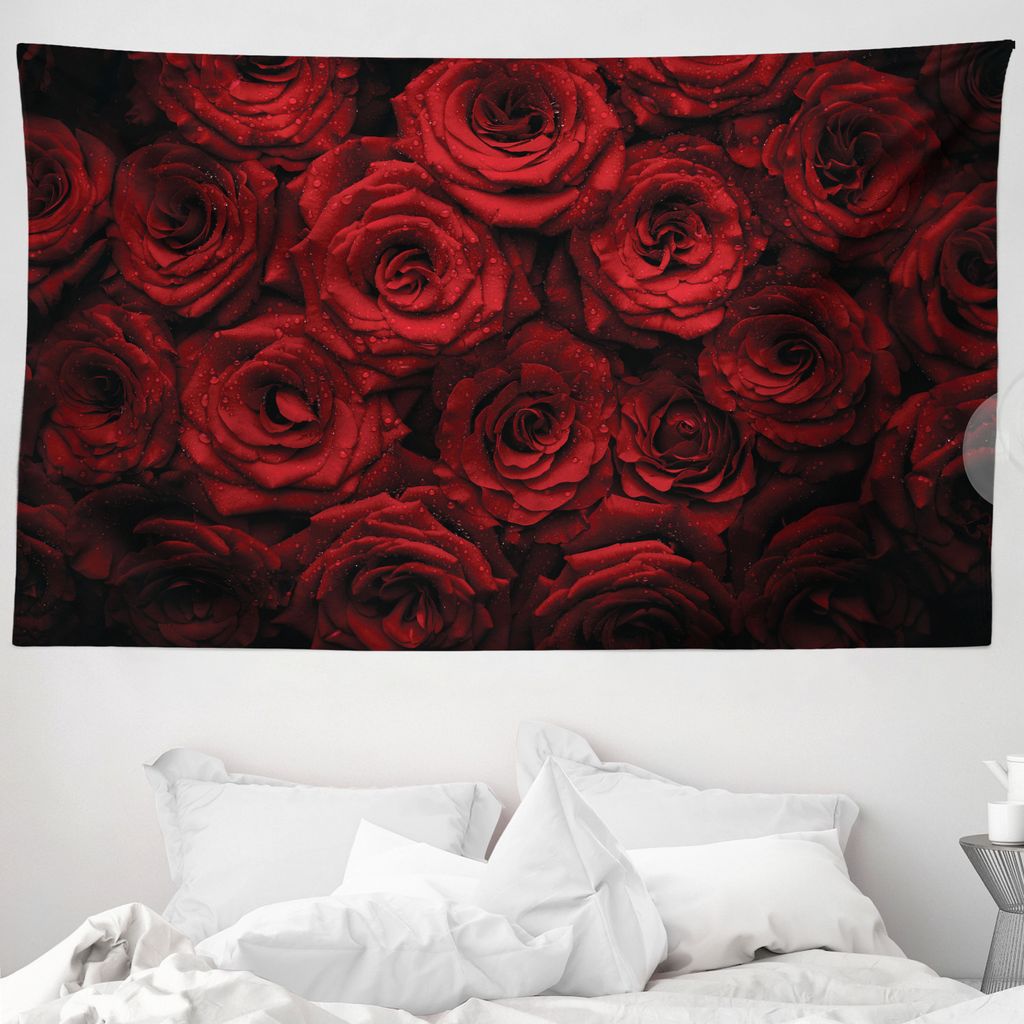 ABAKUHAUS Dunkelrot Wandteppich, Tropfen von Blooming Bouquet aus Weiches Mikrofaser Stoff Waschbar ohne Verblassen Digitaldruck, 230 x 140 cm, Sch...