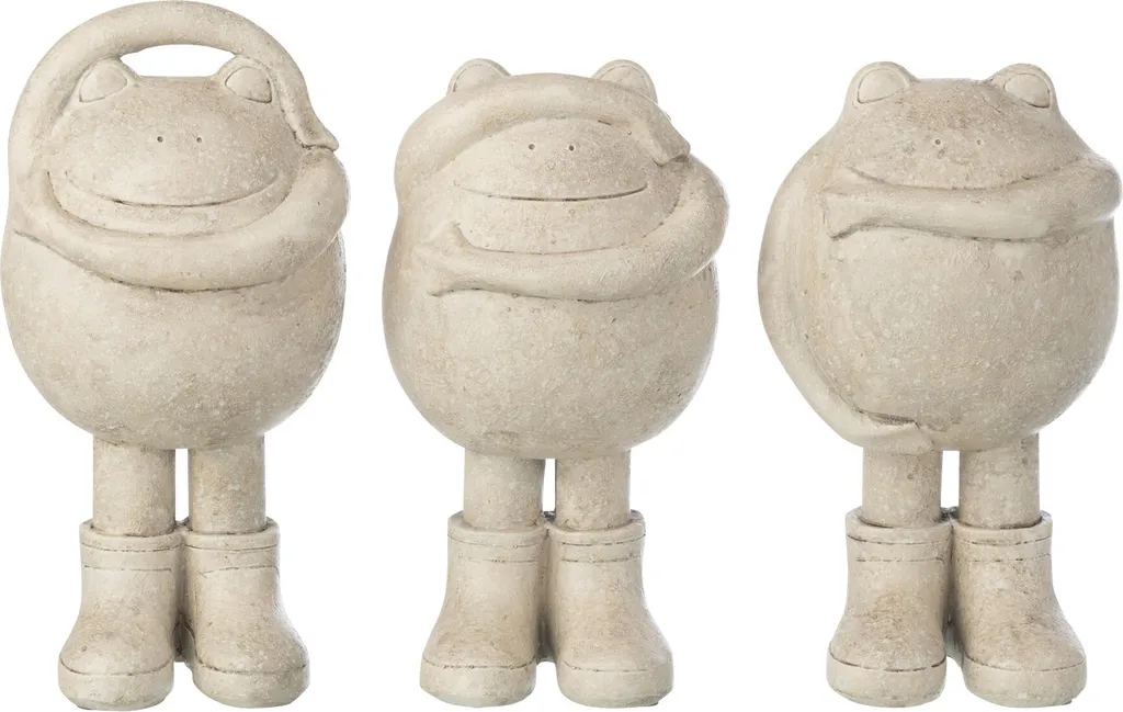 Statue Grenouille Sagesse en Magnésie Beige - Lot de 3 Figurines J-Line