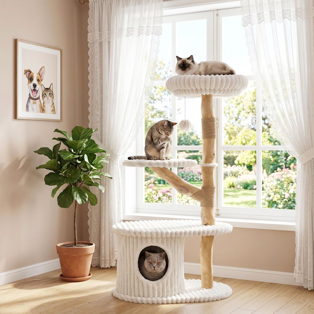 COSTWAY, árbol para gatos de 105 cm con escondite, poste de Imagen del producto 