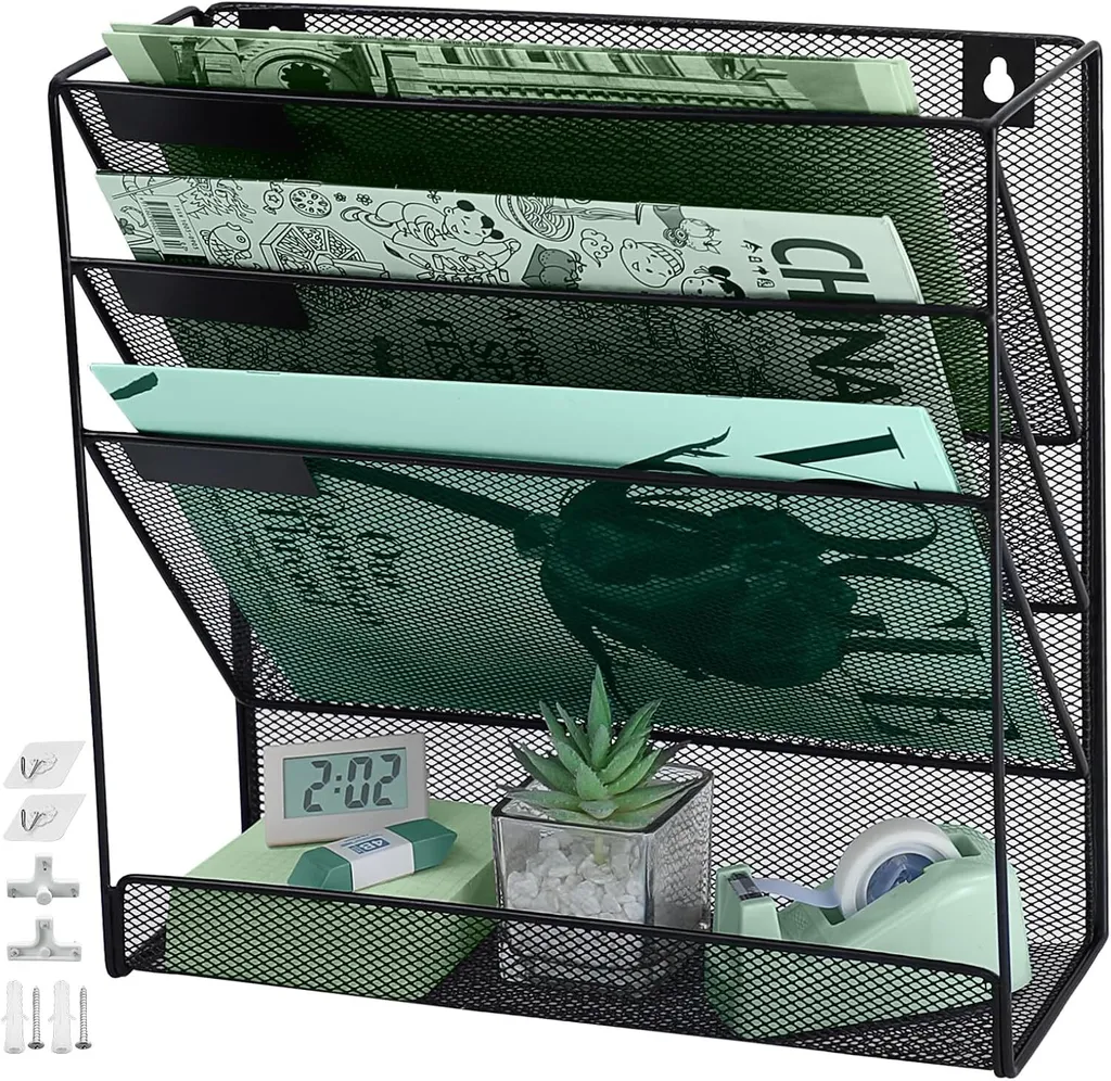 IOUGDEC Organizer A4 da Parete 4 Livelli - Porta Posta e Riviste