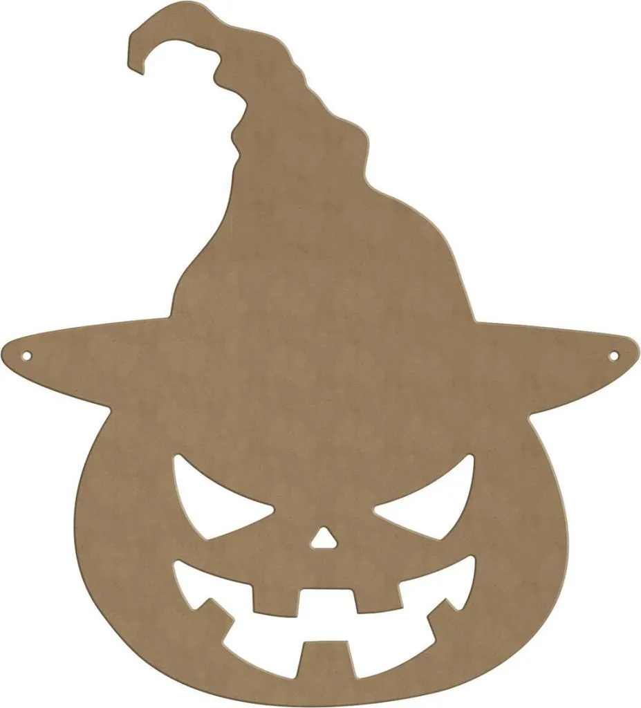 Gomille Figure MDF Sorcière Citrouille 33x37 cm pour Halloween DIY