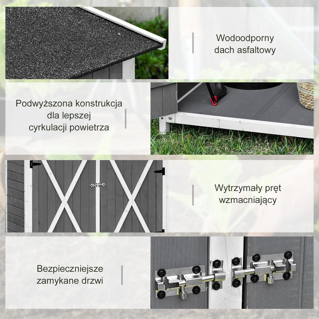Szopa ogrodowa Outsunny z 2 drzwiami, szafka narzędziowa z Zdjęcie produktu 