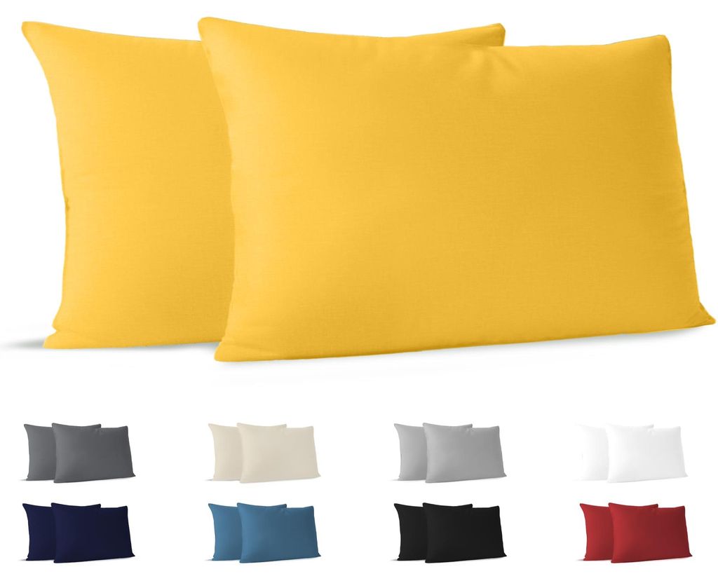 Kissenbezug 40x70 (2er-Set) - 100% Jersey-Baumwolle 150 g/m² - Gelb - Für Kissen der Größe 40x70 cm - Kissenbezug - Nachhaltig und hypoallergen
