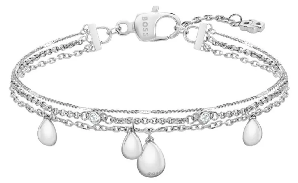 Bracelet multi-rangs en acier argenté Selena pour femme élégante
