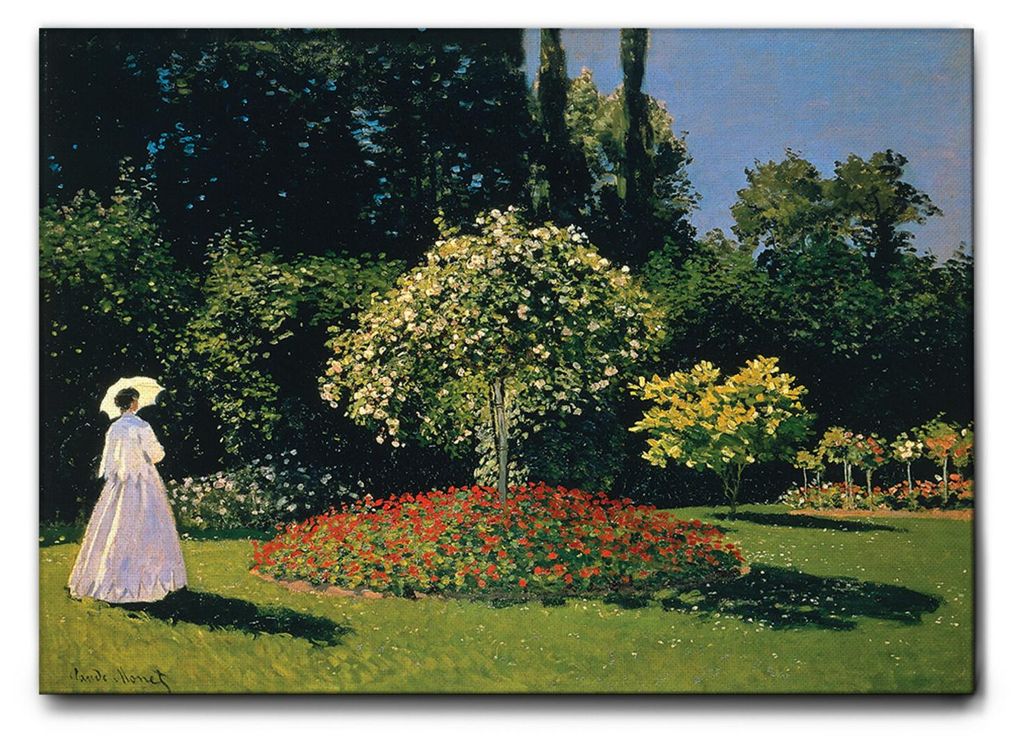 Giallobus - Frau und Garten - Claude Monet - 140L x 100B cm - Bild - Leinwand mit Standardrahmen