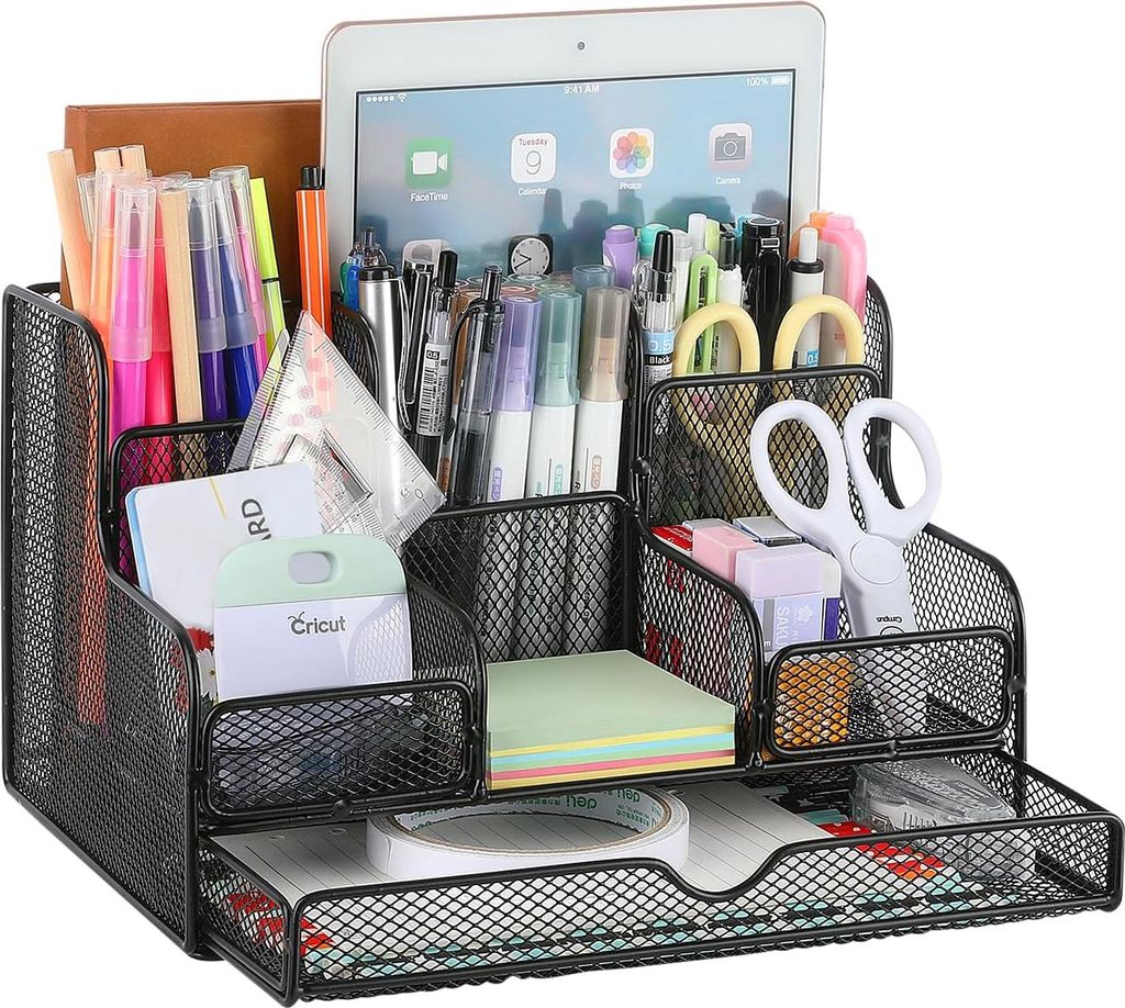 Schreibtisch Organizer, Lagerregal aus Eisen mit 8 Fächern, Mesh Desktop Organizer Büro Stiftehalter für Stifte Hefter Ordnerklammern Haftnotize...