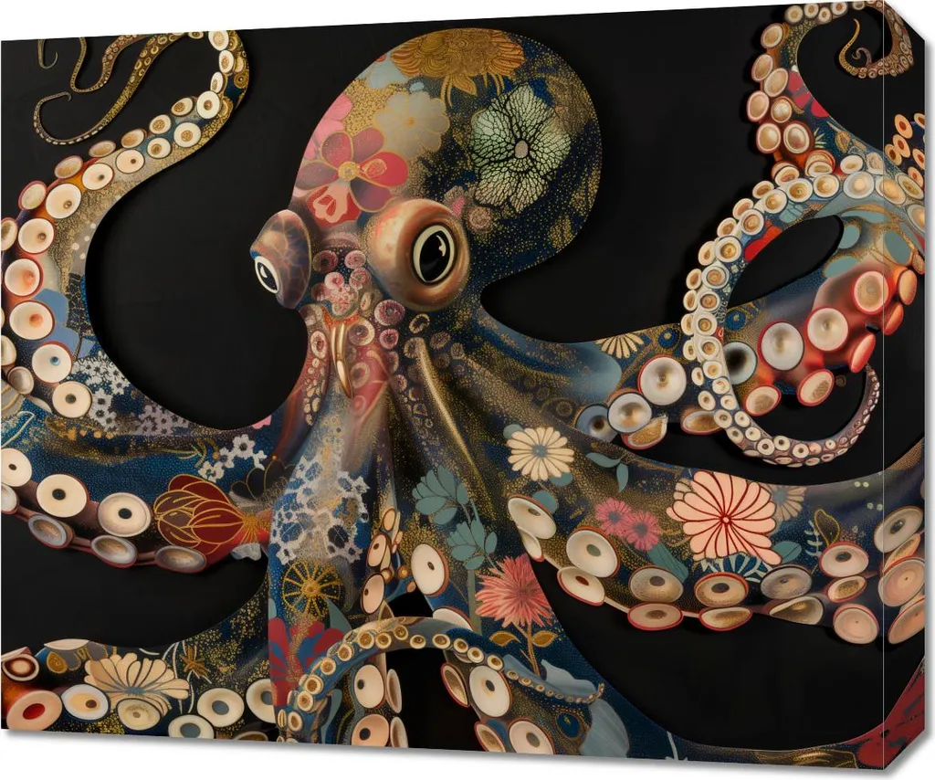 Tableau Octopus in Black 60x50 cm - Sublimer un Mur Vide sans Effort