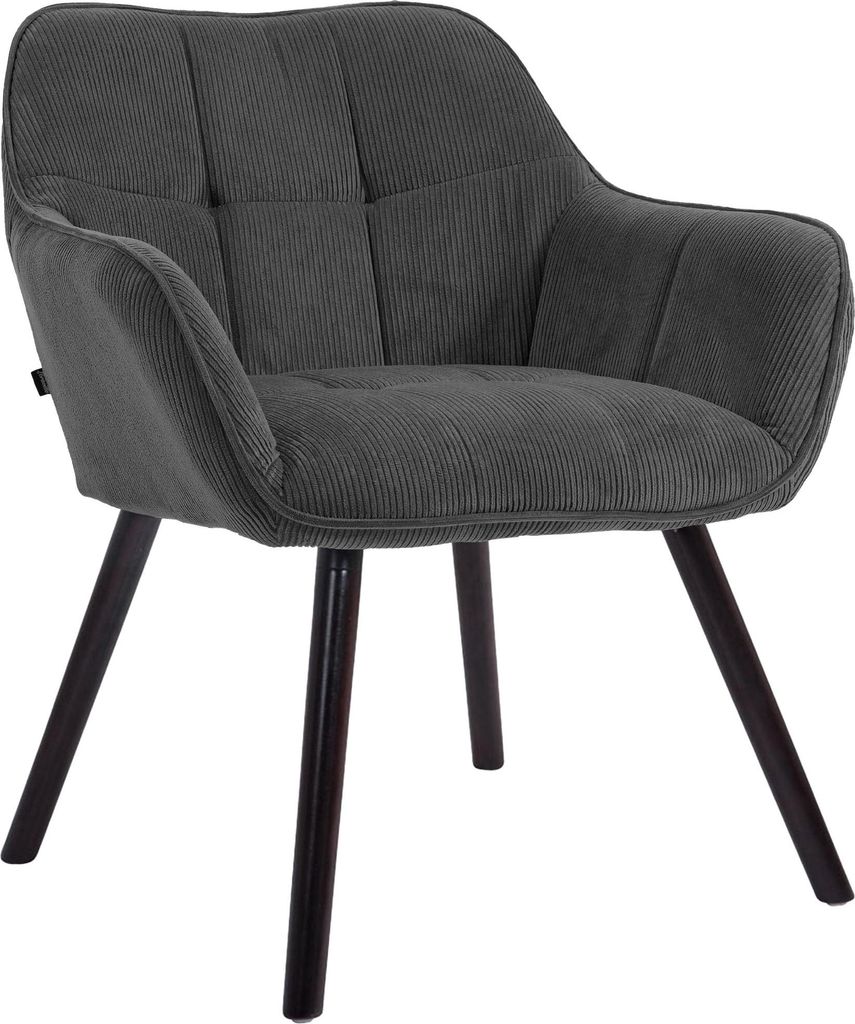 Esszimmerstuhl DUNOR - Cord Dunkelgrau 65x64x82 cm Schwarz | Essstühle Esszimmerstühle Küchenstühle Wohnzimmerstühle