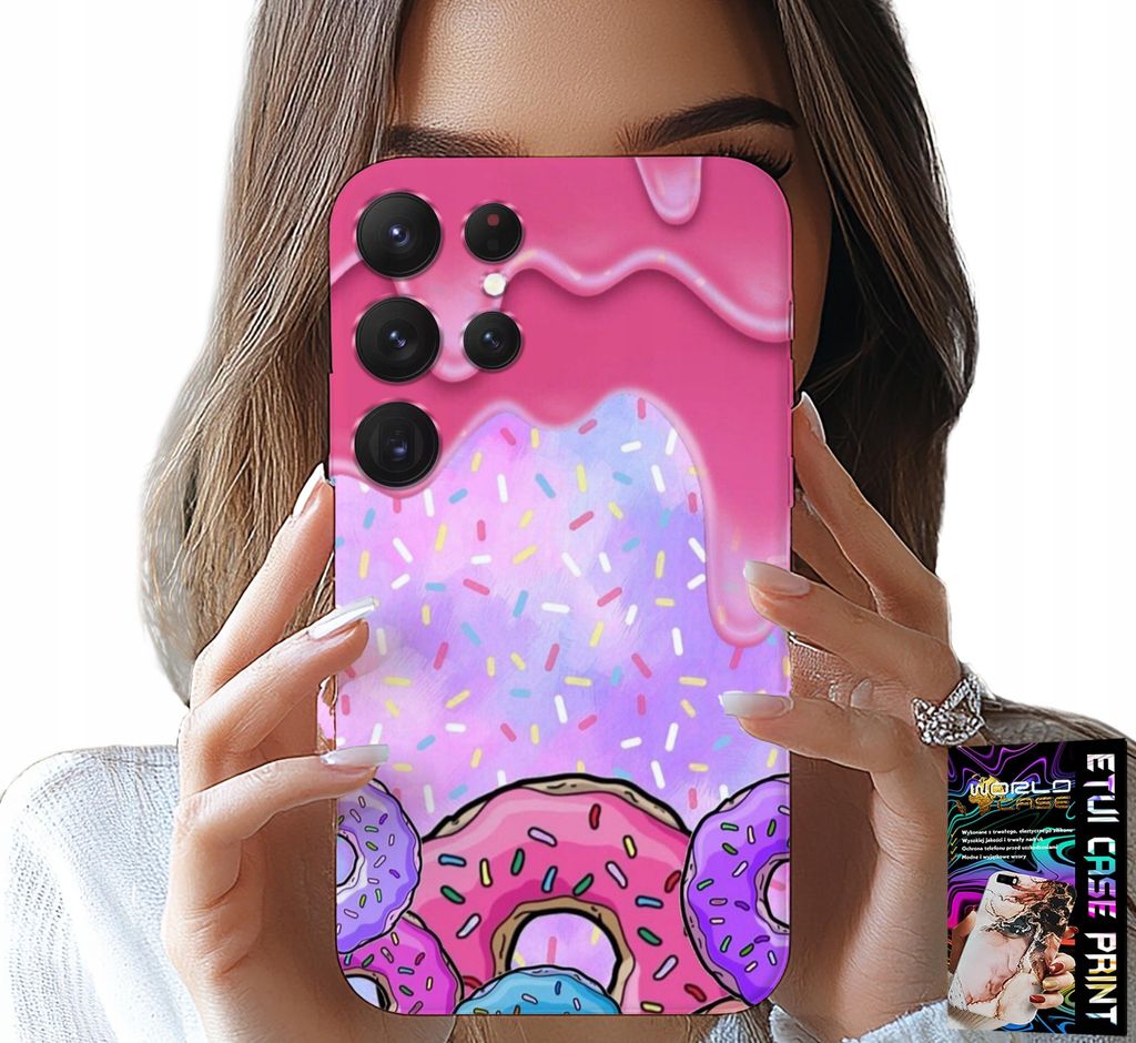 ETUI FÜR SAMSUNG GALAXY S23 Ultra - SÜSSE DONUTS MIT EIS AUF DER RÜCKSEITE + FOOLET