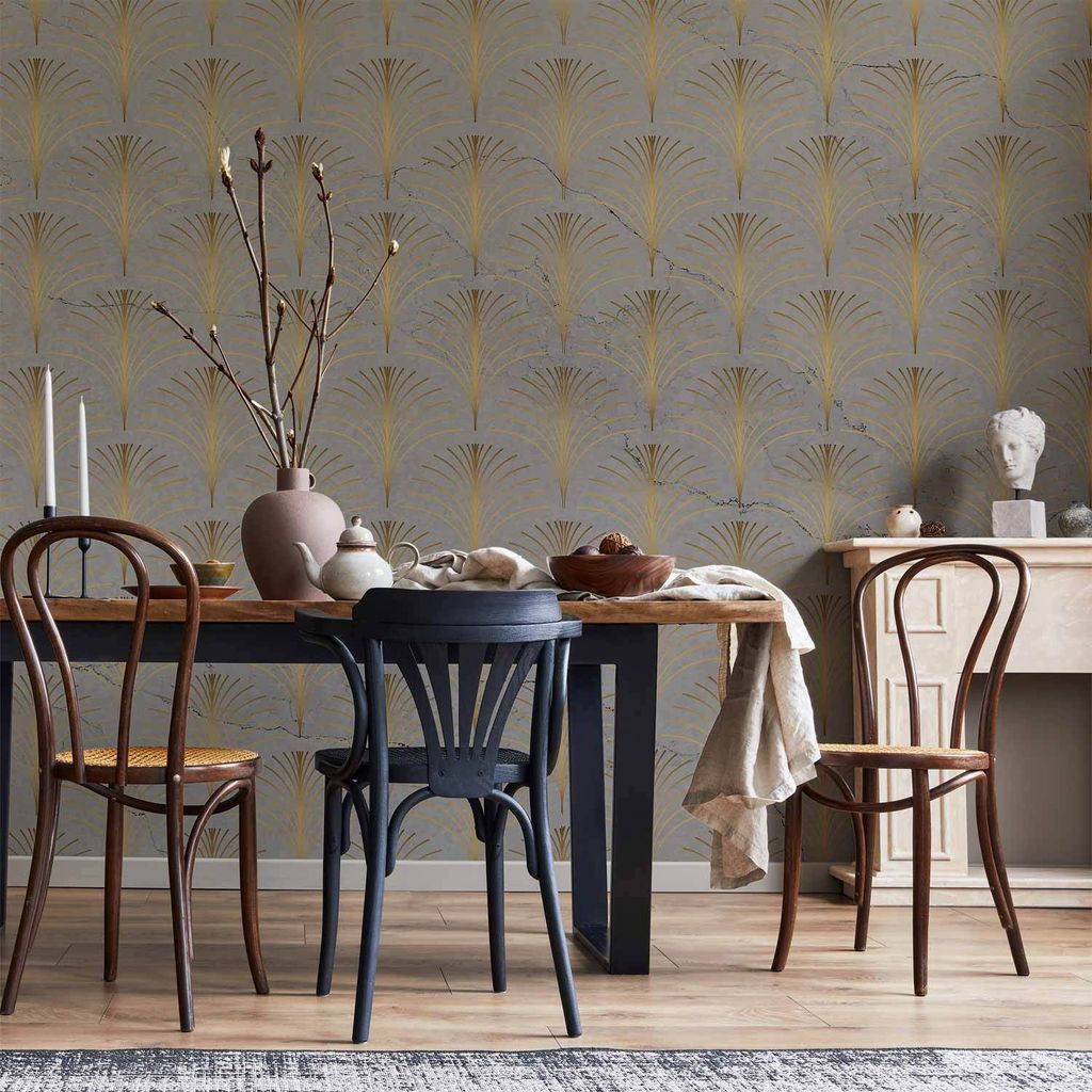 Vlies Fototapete - Linear Pattern With Gold 450x315 cm Abstrakt f-A-10165-a-a