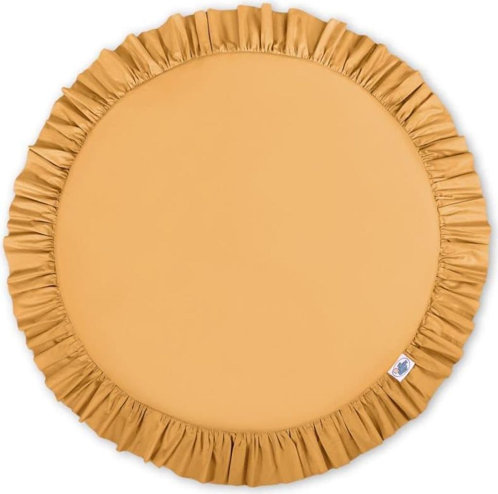 Spielteppich mit Rüschen – Babyteppich – weich und isolierend – honiggelb – waschbare Baumwolle