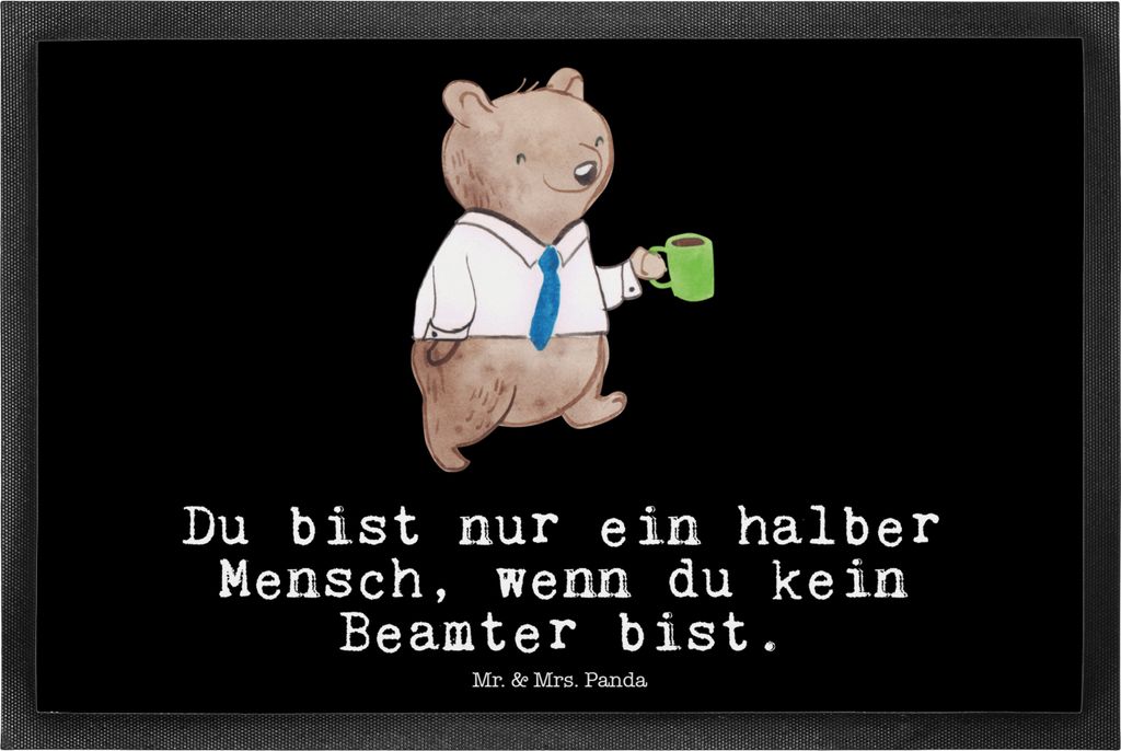 Mr. & Mrs. Panda Schmutzmatte Beamter Herz 40 x 60 cm - Schwarz - Geschenk, Schmutzfangmatte, Öffentlicher Dienst, Fussmatte, Vorleger, Beamtentum...