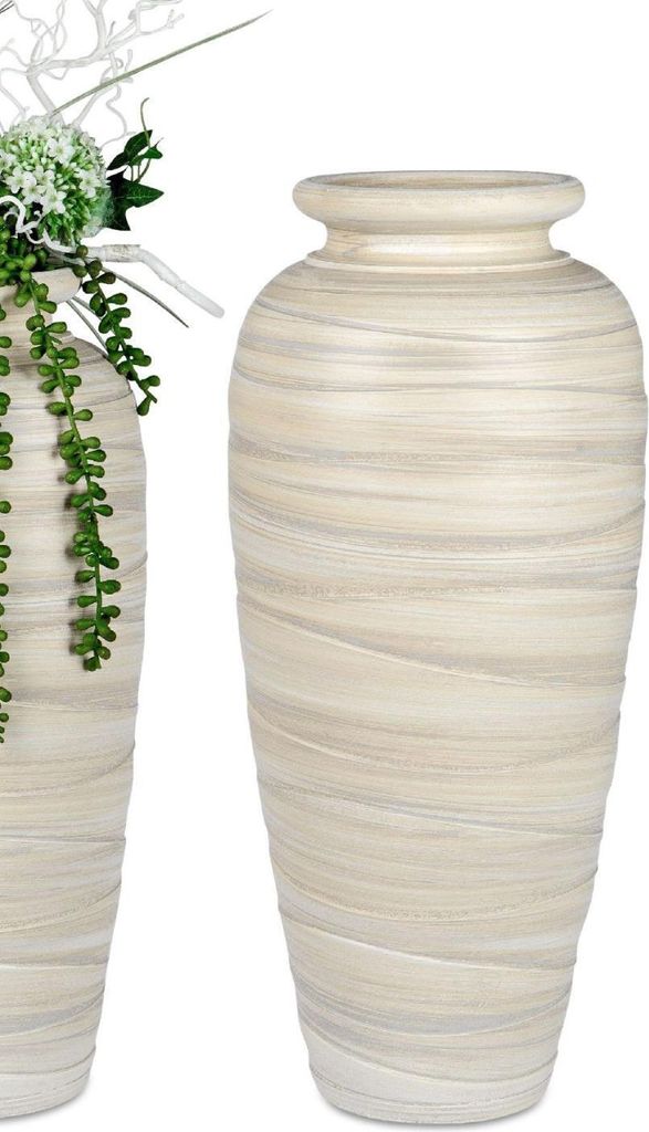 Dekorative schwere Bodenvase 60cm Creme - Relief aus Produktbild 2