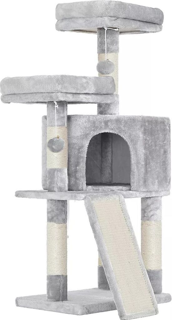 In And OutdoorMatch r Kratzbaum Idella - 50 x 35 x 115 cm - für Katzen - hellgrau - weiches Katzenbett - Hängematte - Katzenspielzeug - geeignet ...