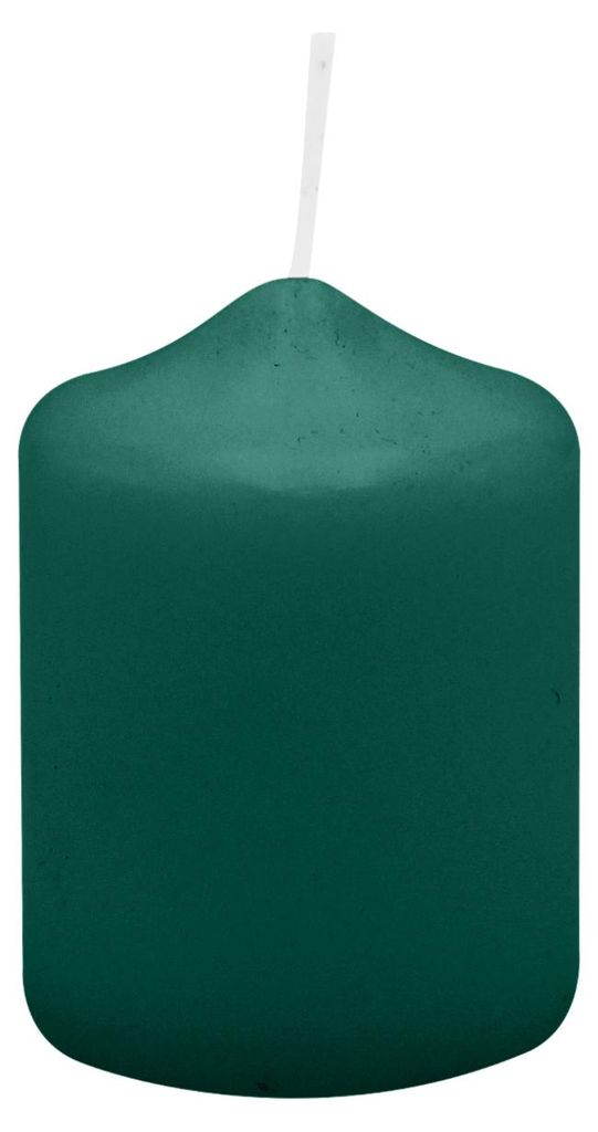 Spitzkopf Stumpen Kerzen Dunkelgrün 8 x Ø 6 cm, 12 Stück