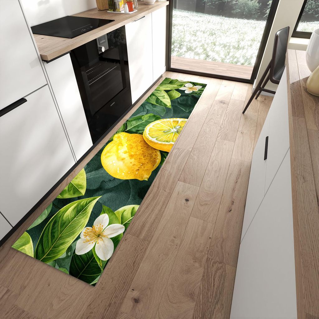Küchenteppich 60x270cm rutschfest & abwischbar PVC Läufer - Zitronenmuster