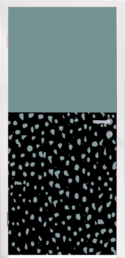 MuchoWow Türtapete Selbstklebende Türfolie Polka dots - Grün - Schwarz 90x215 cm Türposter Türaufkleber Klebefolie Türklebefolie - Plakat a...