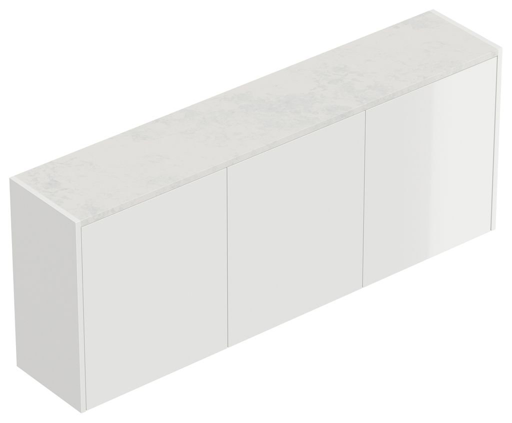 Premium Schuhschrank Alba-XL Quarztop 3 Türen 18 Paar Weiss Hochglanz : Weiss Hgl / Quarztop