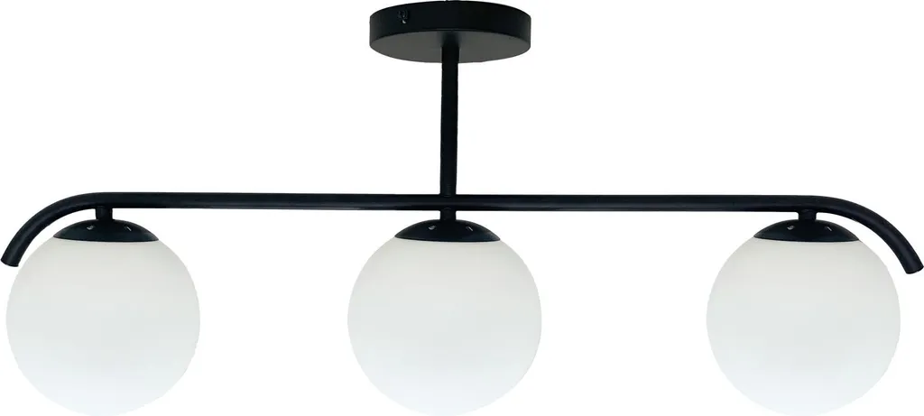 Plafonnier en verre AMADEO triple éclairage E14 finition contrastée noire