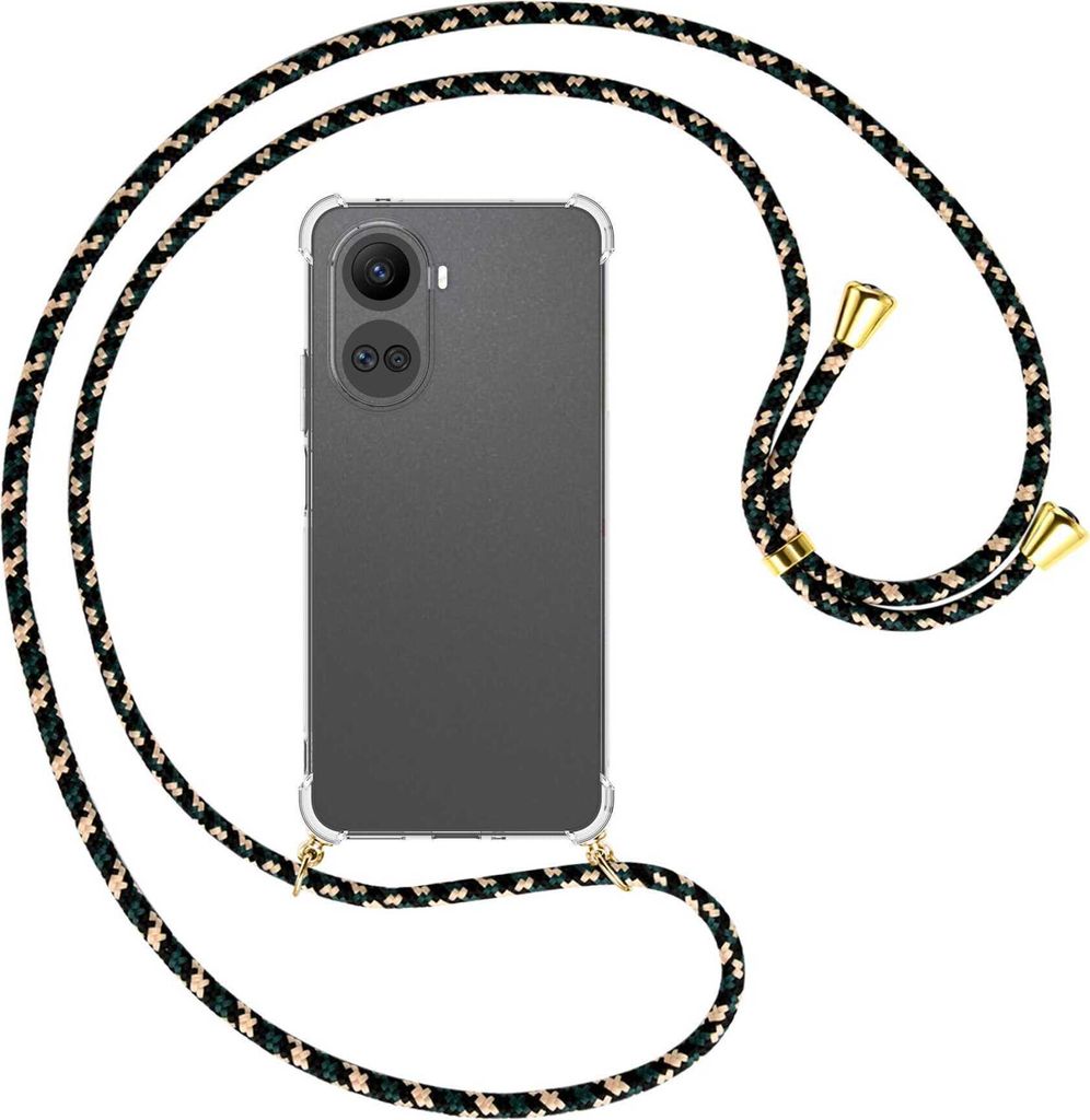 Handykette Backcover-Schutzhülle mit Band (Metall goldfarben) für Huawei nova 10 SE (BNE-LX1,LX3) - camouflage