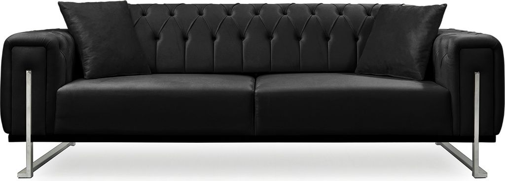 Couch 3-Sitzer Harmonie in Versch. Farben: Schwarz / Fuß-Farben: Chrom