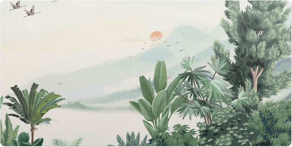 Tropische Landschaft– Schreibtischunterlage – Schreibtisch Tischunterlage – 90x45 cm – Unterlage Groß Schreibtischmatte