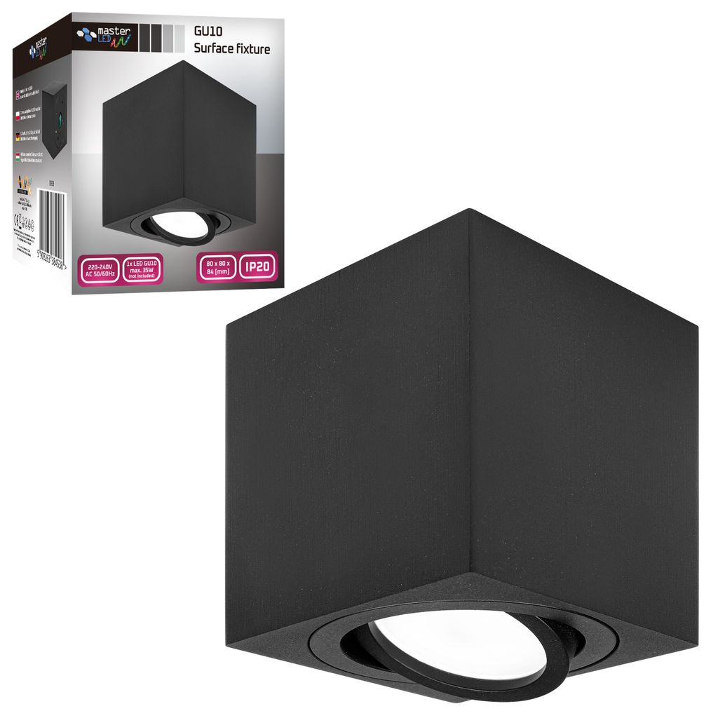 MasterLED LED stropné svietidlo GU10 štvorcové 35 W čierne Obrázok produktu 