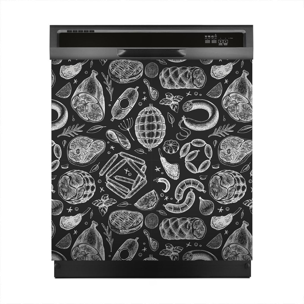 Magnete Dekorative 60x60 cm Küche Magnetmatte Spülmaschine - Schinken Würstchen Jamon Steak