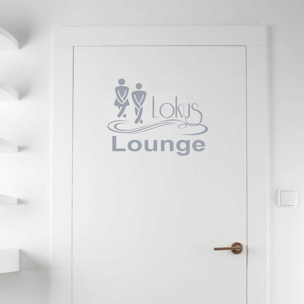 Wandtattoo - Wandaufkleber - Tür-/Wandtattoo "Lokus Lounge" - 60cm x 46cm silber - Dekoration Küche Wohnzimmer Wand